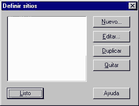 Ventana Definir Nuevos Sitios