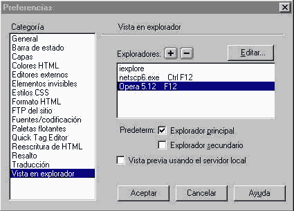 Preferencias de Dreamweaver