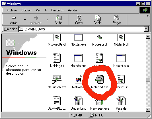 buscando el Notepad.exe
