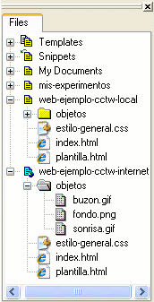 estructura de archivos de la web de ejemplo
