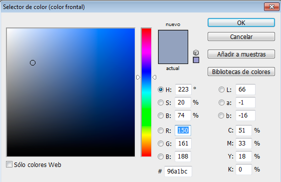 Selector de colores en Photoshop